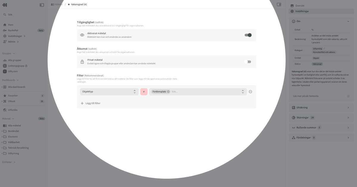 Documentation: Metrics > Settings
