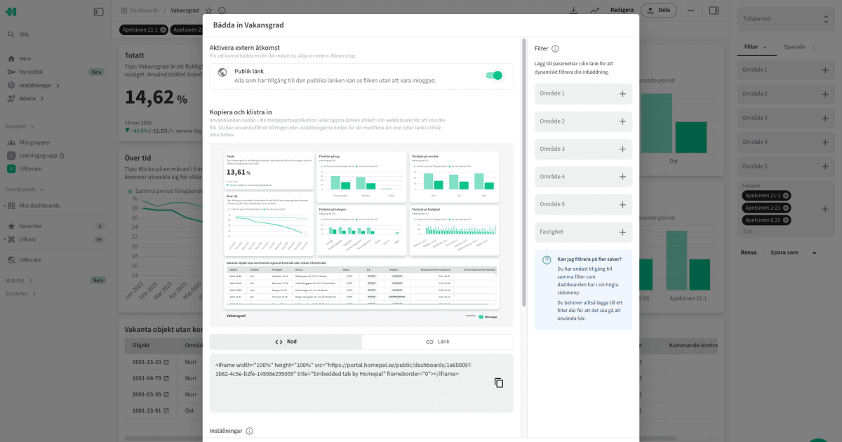 Documentation: Dashboards > Embed